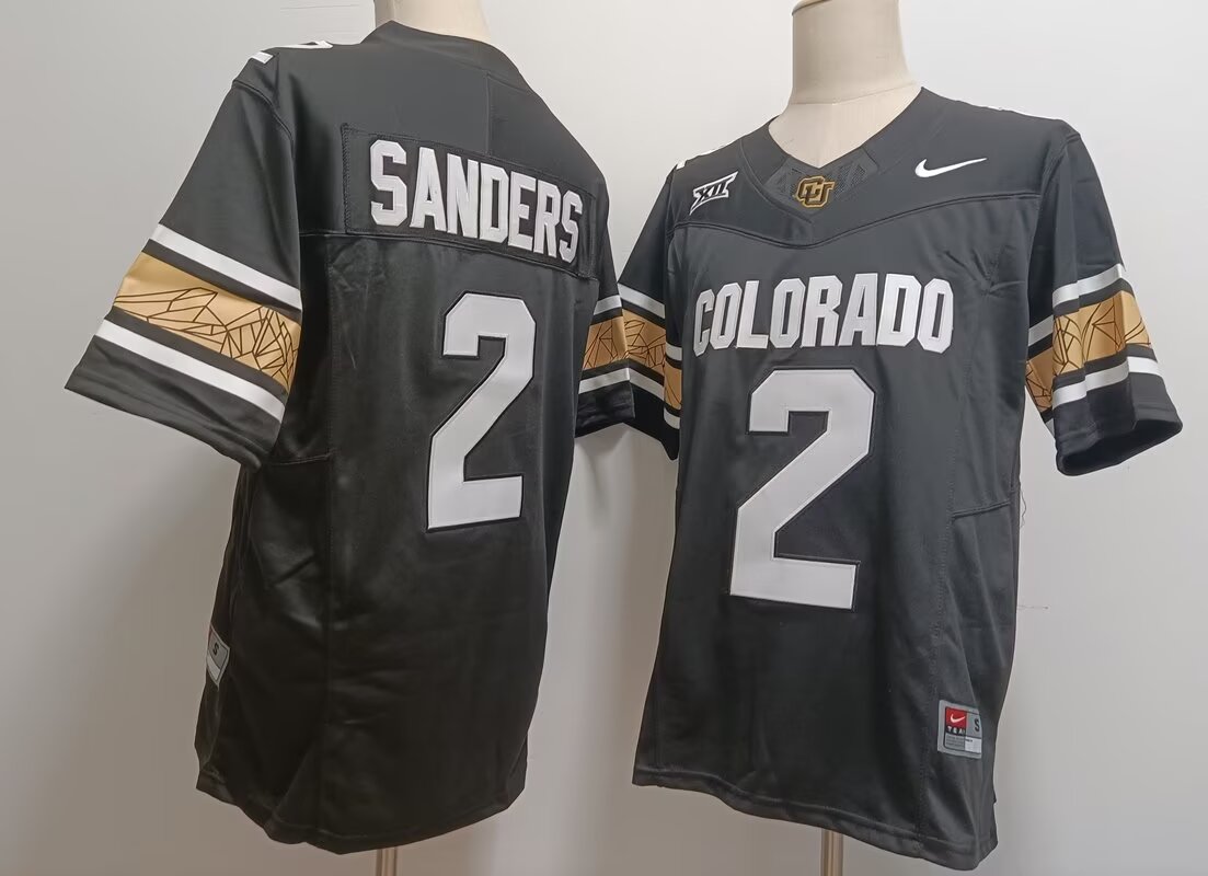 Men Colorado Buffaloes #2 Shedeur Sanders black 2024 Nike NCAA jersey